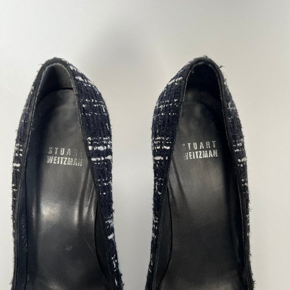 Stuart Weitzman Tweed Leather Mary Jane Pump High Heel Feminine Preppy Academia - Picture 4 of 8